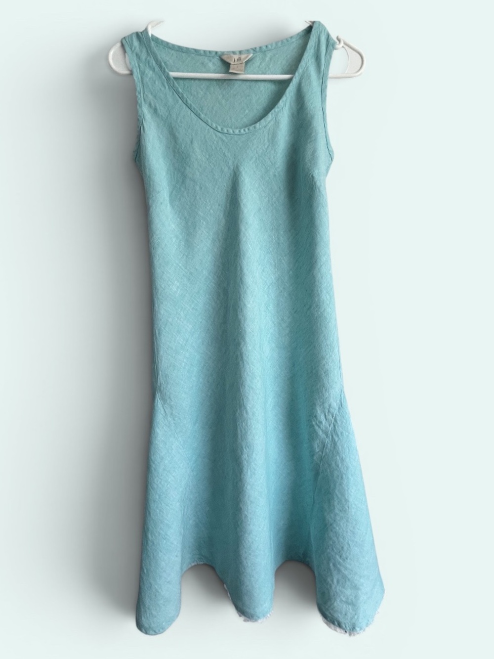 J. Jill Light Aqua Linen A-Line Midi Tank Dress Size 2